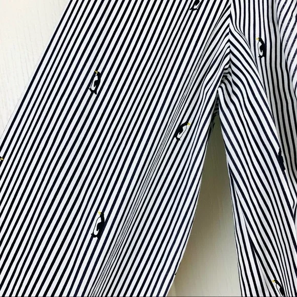 NWOT Kate Spade Penguin Print Stripe Ruffle Blouse - Picture 5 of 7